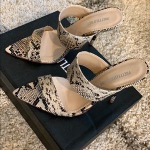 Snakeskin high heel sandal